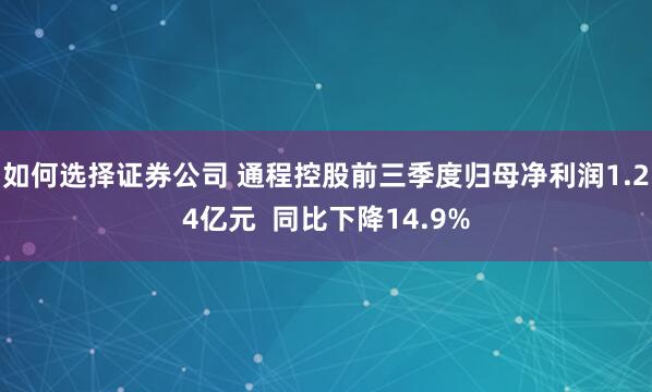 如何选择证券公司 通程控股前三季度归母净利润1.24亿元  同比下降14.9%